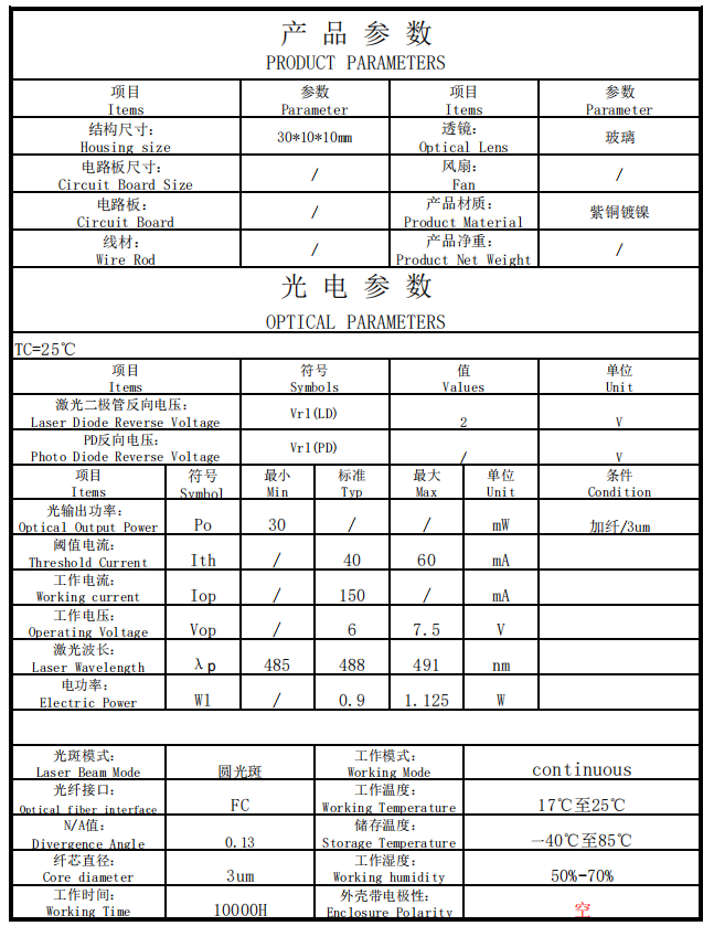 Fiber Coupled Laser Module Fasergekoppelte Lasermodul